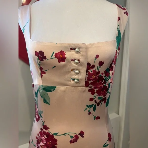 Dolce & Gabbana Silk Floral Midi Dress, Authentic, Pink & Green IT 40/US 4 *read - Picture 4 of 15